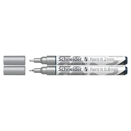 Vysoce Kvalitní Popisovač Schneider Paint-It 060 Chrome Metallic, hrot 0,8 a 2 mm - stříbrný (sada 2 ks)